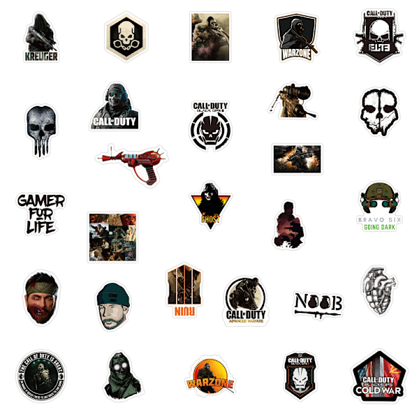 50 stk. kule Warzone-klistremerker for bærbar PC, taktisk skytespill vanntette vinylklistremerker for tenåringer gutter menn datamaskin skateboard sykkel vannflasker Ca