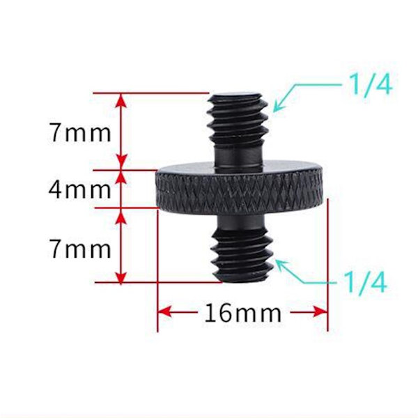 6 stk. (sort) 1/4 til 1/4 han kamera skrue adapter til DSLR kamera skulder montering kamera bur lys S