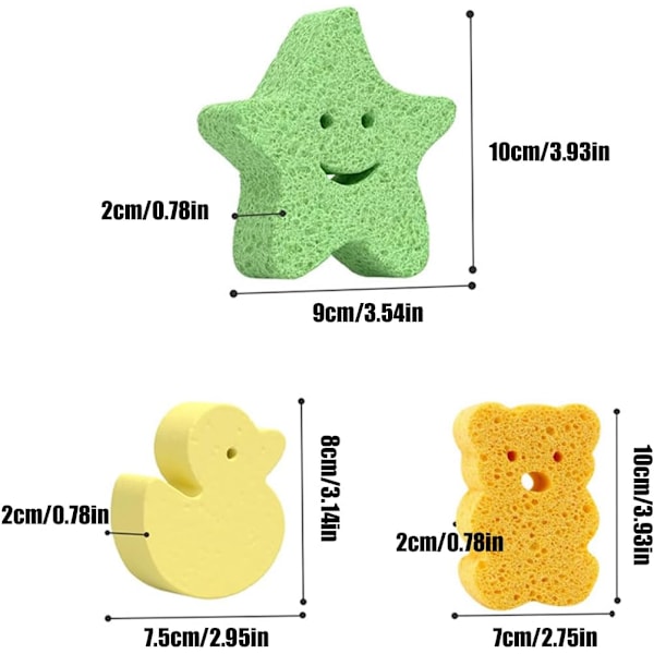 4 STK Baby Konjac Badesvamp Sæt Konjac Svampe, Baby Badesvamp Naturlig Sød Formet Badesvampe Dejlige Tegneserieformede Badesvampe Ideel