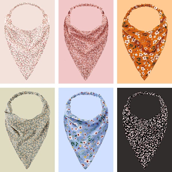 (6 stk) Blomster Elastisk Hår Sjal Bohemian Sjal Hodebånd Chiffon Turban Hodebånd Hårklips Kvinner