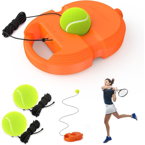 Tennis Trener Rebound Ball med 3 Tau Baller, Solo Tennis Treningsutstyr for Selvtrening, Por