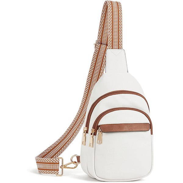 Beige liten axelväska för kvinnor, läder, crossbody, midjeväska, bröstväska för resor