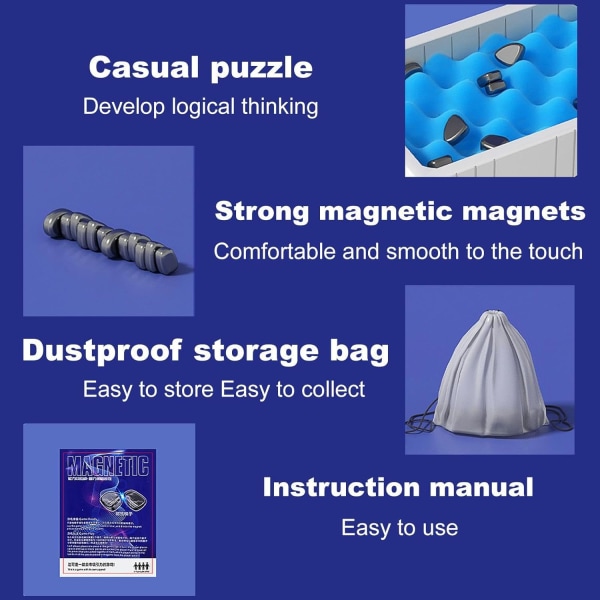 Magnetisk sjakksett - Sjakksett med magnetisk effekt - Pedagogisk damspill, bærbar sjakkdel
