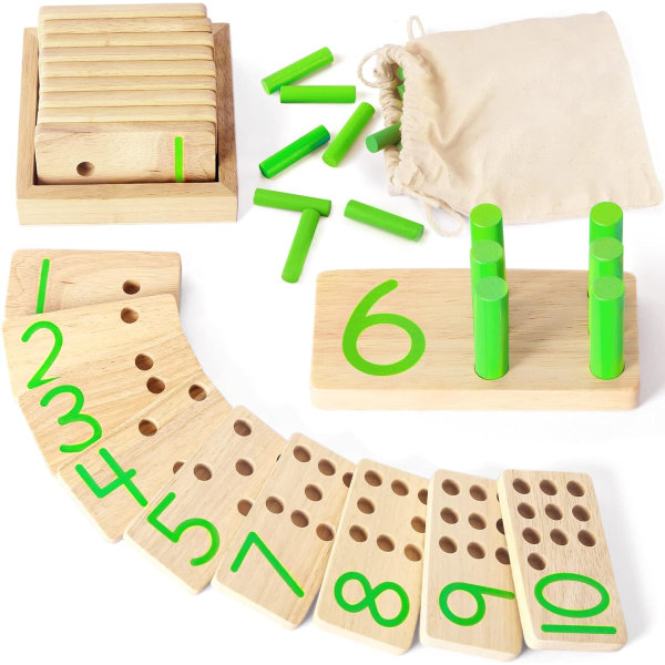 Montessori Träleksaker Pedagogiska Leksaker Nummer Spel med Förvaringsväska Aktivitet och Utveckling Leksaker Wo
