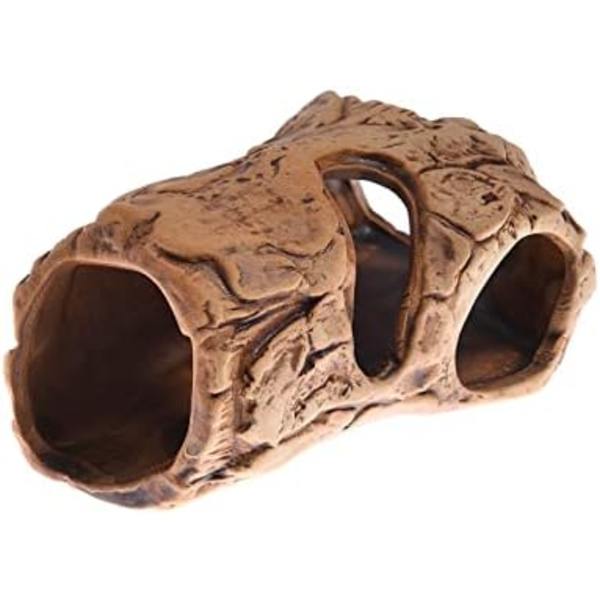 14x6cm Akvarium Dekoration Skjulested Stenhule til Betta Rejer Cichlid Skjulested Opdræt Gydning (Træstamme)