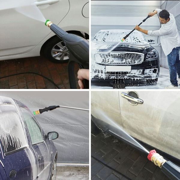 Sats med munstycksadapter för högtryckstvätt, 1/4 snabbkoppling kompatibel med Karcher K2-K7, med 5 st munstycken med olika vinklar