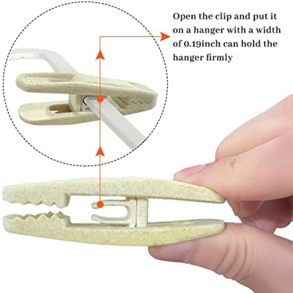 71mmx22mmx22mm Förpackning med 20 Halkfria Flockade Sammet Klädnypor för Tunna Sammetshängare Kostymer Byxor Kjolar (Beige)