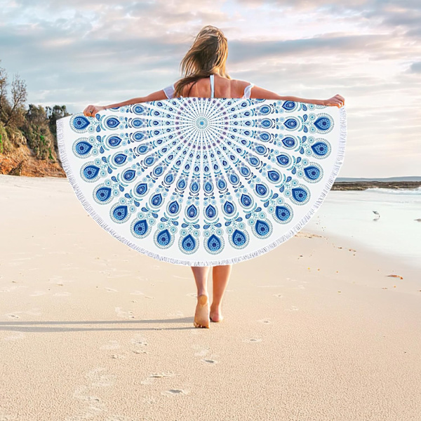 Rund strandhåndklæde, strandhåndklæde til kvinder 150 cm, mikrofiberhåndklæde,