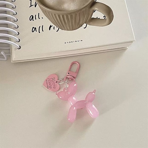 Ljusrosa Jelly Ballonghund Design Nyckelring för Kvinnor Söta Tjejer Nyckelkedja, Nyckelringsaccessoarer för Bilnycklar