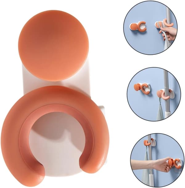 2 stk. Moppkrok Bad Moppholder Klips for Mopp Organizer Kosterholder Løftekrok Mopp Organizer Holder Kosterholder