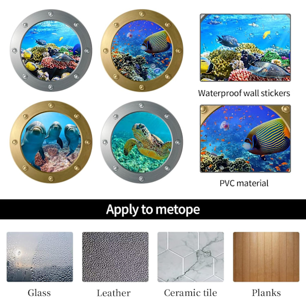 Underwater World Väggdekaler, Ubåt Väggdekal, 3D Väggdekal Marin Tropisk Fisk Väggdekal För Vardagsrum, Hav
