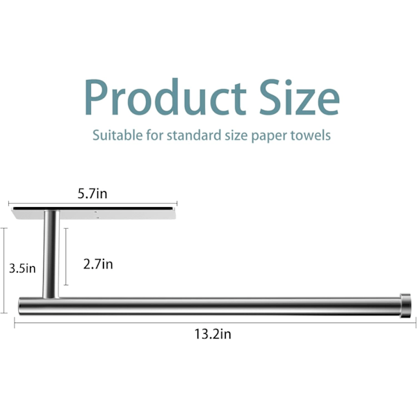 (Sølv) Papirhåndkleholder under skap, selvklebende veggmontert skap kjøkkenpapirhåndkleho