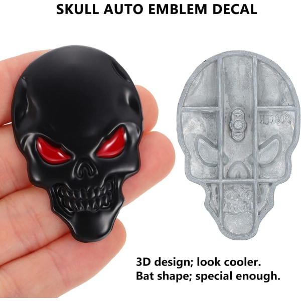 3D metall svart hodeskalle klistremerke Auto Logo Emblem Badge Decal