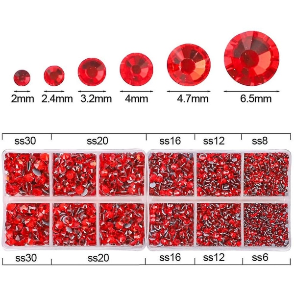 5040 kpl punaisia ​​tekojalokiviä 6 sekakokoista kristalli strassikiviä varten