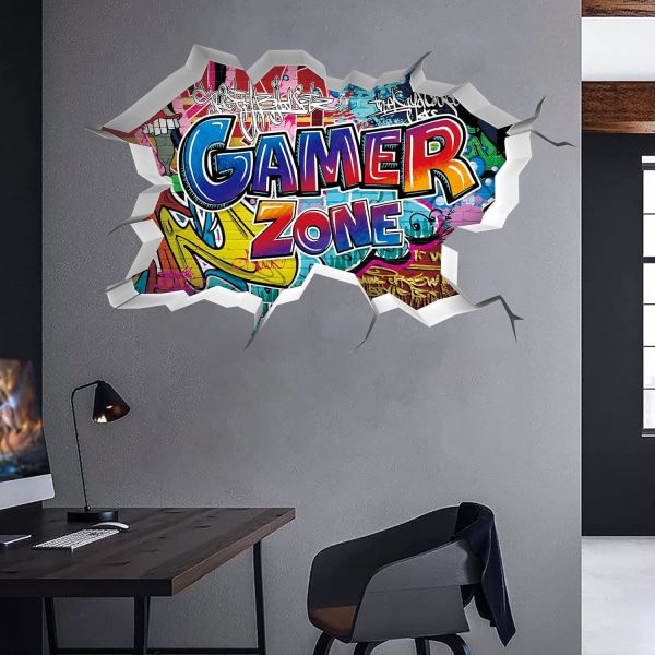 3D Gamer Veggklistremerker, Guttens Soverom Veggklistremerker, Gamer Veggplakat Dekorasjon, DIY Gamer Klistremerke,