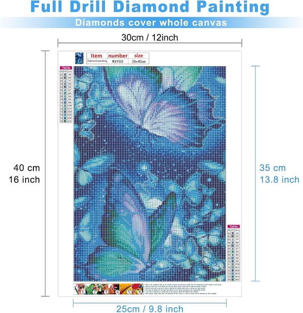 30*40 CM 5D timanttimaalaussetti numeroiden mukaan Perhonen Diamo