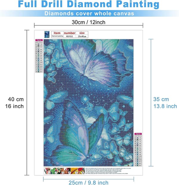 MH-30*40 CM 5D Diamantmaleri Kits Efter Numre Sommerfugl Diamo