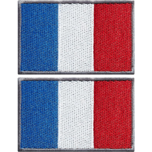 2 stk. Frankrig flag patches - broderede patches - franske flag -