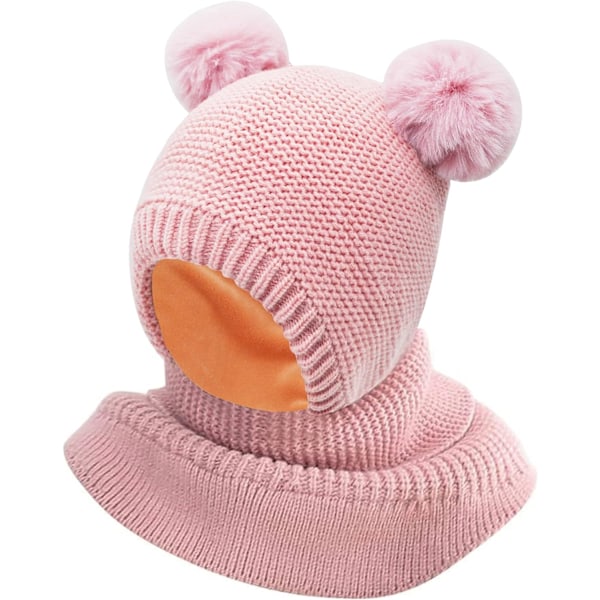 Baby Flicka Pojke Balaclava Stickad Mössa Halsduk Vinter Varma Kni