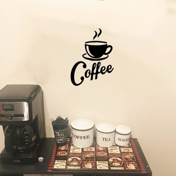 Kaffe kopp + Kaffe\" veggklistremer kjøkken svart kafédekor for C