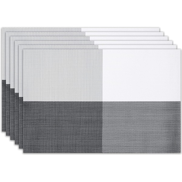 Placemats Set om 6 Tvättade Inomhus/Utomhus Vinyl Placemats för Matbord Hållbara Halksäkra Värmebeständiga PVC Väva T