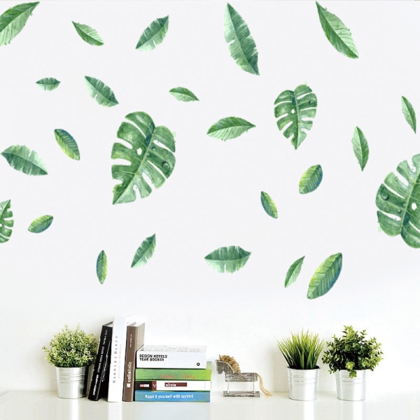 Tropical Plant Wall Stickers Dekorativa Stickers Green Leaves W