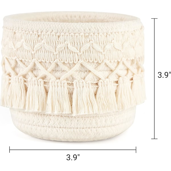 Sæt med 2 Mini Makeupbørste Opbevaringskurve - Opbevaringskurve til Hjemmet - Boho Stil - Elfenben
