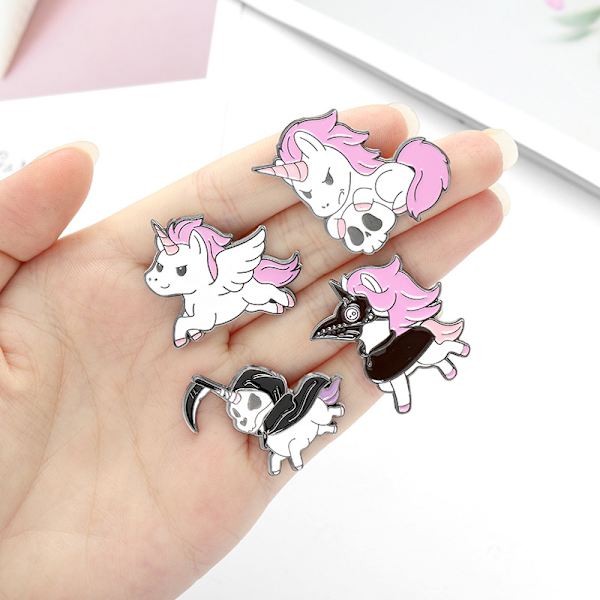 5-pack Halloween söta djur emalj brosch nålar tecknad enhörning skalle pin set slag pinnar tillbehör f