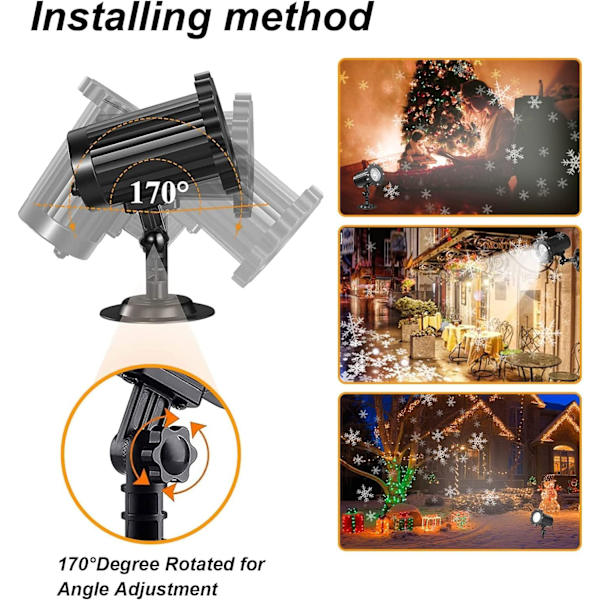 LED-projektor Jul Utomhus, LED-projektionslampa Snöflinga