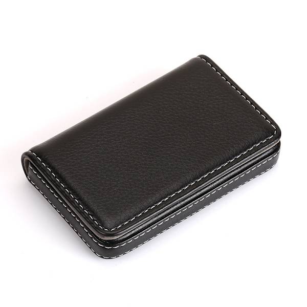 (Sort) 1 stk. Business Card Holder Luksus PU Læder, Business Card Holder Wallet Kreditkort ID Box/H