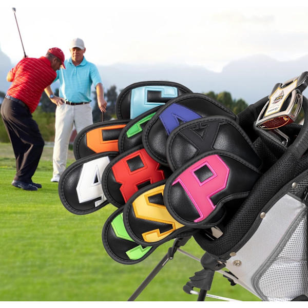 10 st/set Golfjärnsklubbskydd 4-9,P,A,S,X Magictape Färgglad