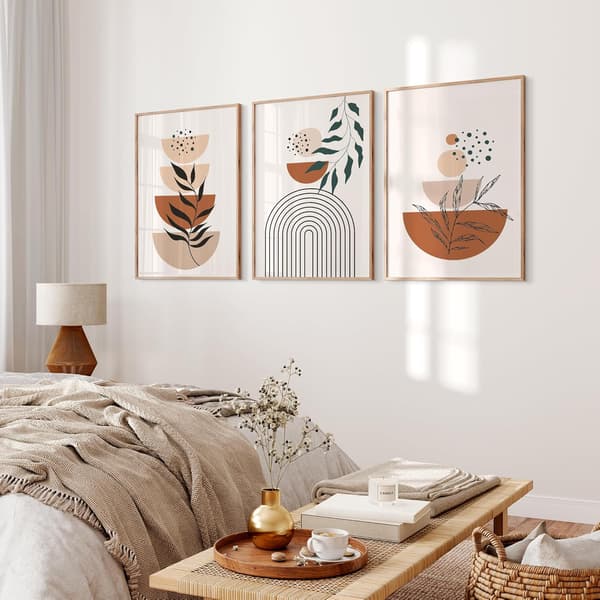 Set med 3 väggkonstposters för sovrum, hem eller kusindekor - Boho-stil väggkonst för vardagsrum