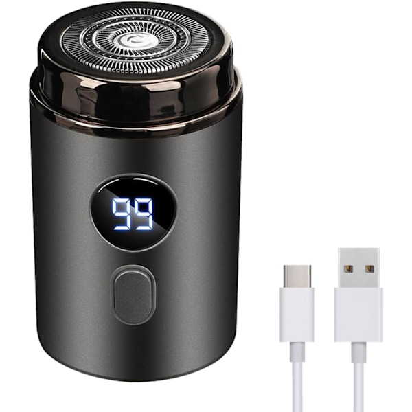1 stk. Mini Barberhøvel Lommeformat for Menn, Flytende Stort Barberhode Rask Barbering, Vanntett IPX7 Mini Bærbar Barberhøvel, USB C Lading LED Strømdisplay Mini