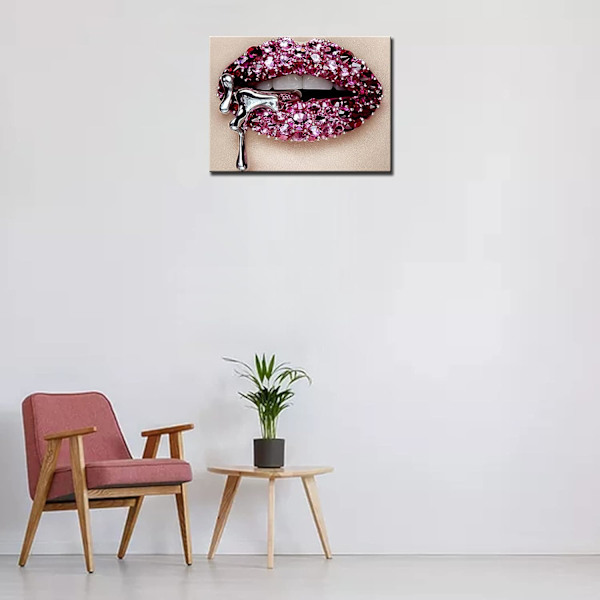 (30x40cm) Timanttimaalaus 5D DIY Violetti Seksi Huulet Drool of M