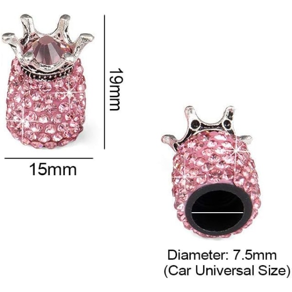Krystal dækventilhætter, 8-pak håndlavet Universal Crown Crystal