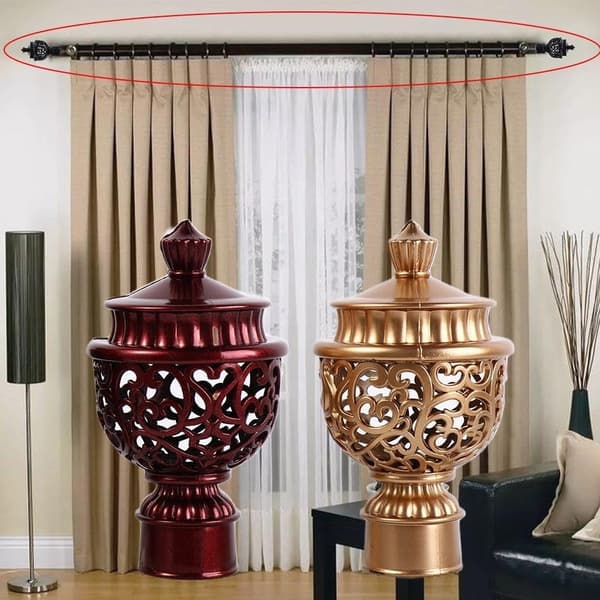 Gardinstangskapper i plast, retro gardinstangsdekorationer, hule gardinstangsafslutninger (sort)