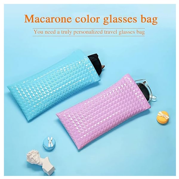 2 Fashion Glasögonfodral Mjuk, PU Läder Solglasögon Läsglasögon Påse med Snäpplås Glasögon