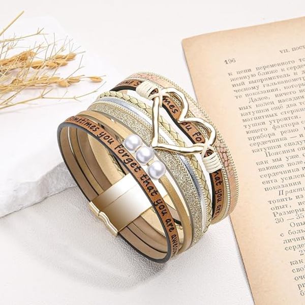 1 stk Inspirerende Hjerte Læderarmbånd til Kvinder, SOMTIDER GLEMMER DU, AT DU ER FANTASTISK Gaver til Kvinder Teen Piger På