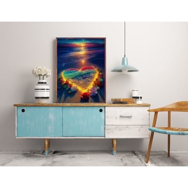 12 x 16 Tum Diamantmålning Kit för Vuxna, 5D Solnedgång Diamantkonst Kit för Nybörjare, DIY Full Borr Hav