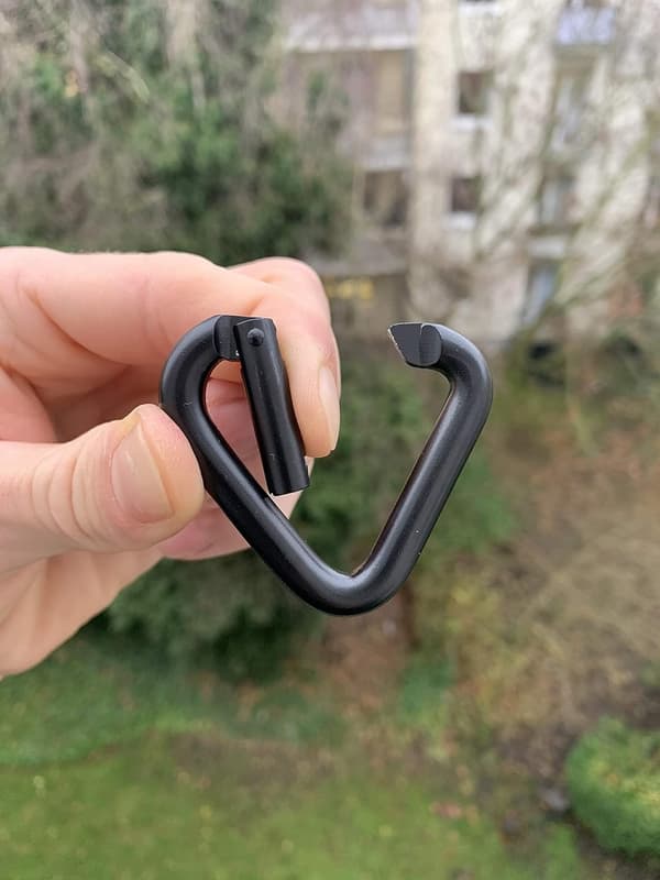Set med 3 triangulära karbinhakar – Liten karbinhake – Nyckelringskarbinhake – Designkarbinhake – Karbinhakset för berg