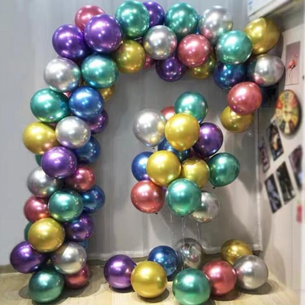 50 stk metalliske partyballonger, 3D Premium tykke kromlateksbir