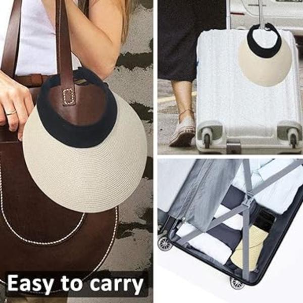 Beige Solhat med Bred Skygge til Kvinder - Sommer Visir Anti-UV