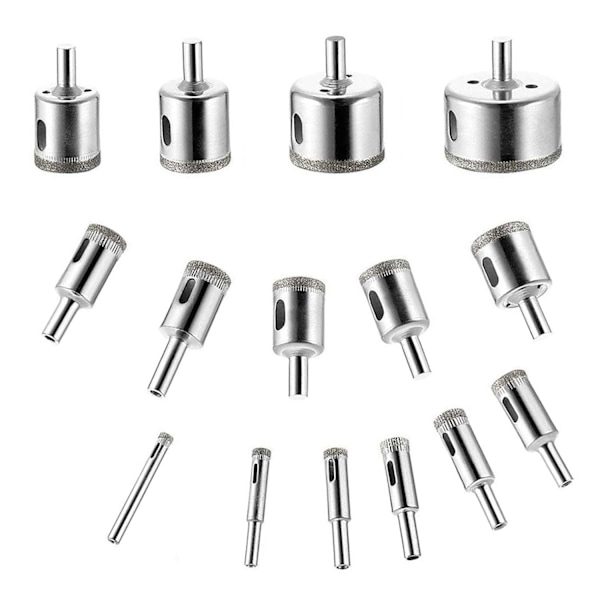 (15 stk. 6-50 mm) Diamant hulsav bor til fliser