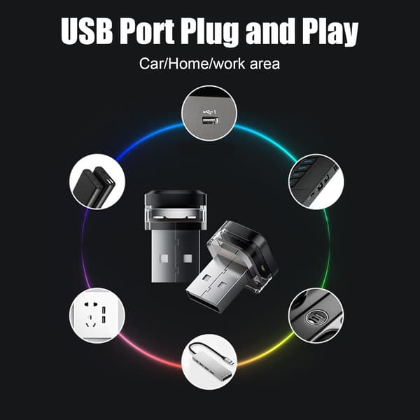 stk USB Bil Lys - Bil Interiør Lys | LED Ambient USB Bil Interiør Lys, LED Bil Dekorations Lys, USB Modifikations Lys