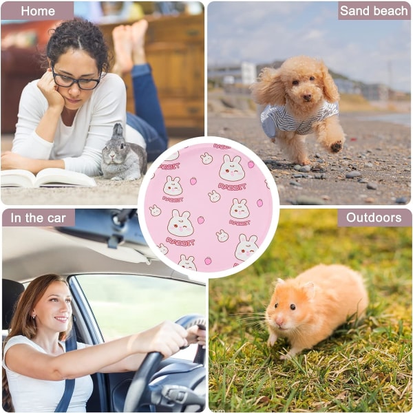 Rund kylkudde för husdjur (rosa kanin)