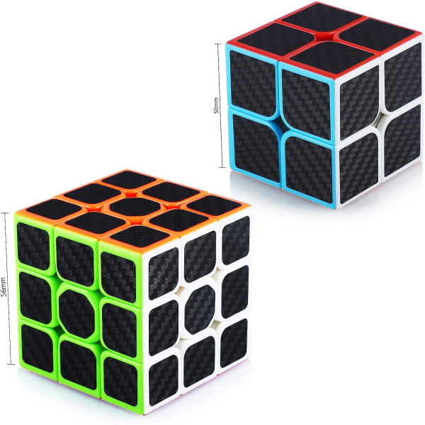 Speed ​​Cube Sæt, 2x2x2 3x3x3 Speed ​​Magic Cube, Carbon Fib