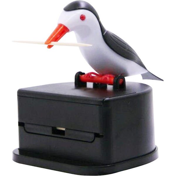 Svart liten fågel tandpetare dispenser, kreativ trycktyp tandpetare fågel dispenser, tandpetare hållare