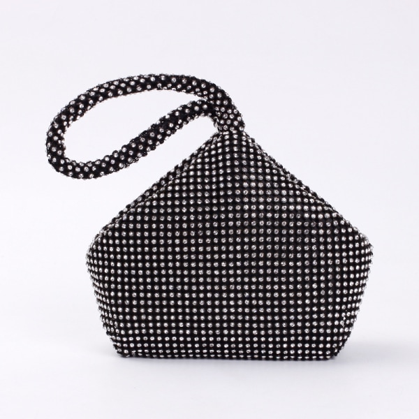 Rhinestone Bryllup Svart Håndveske Stor Delikat Cocktail Clutch W