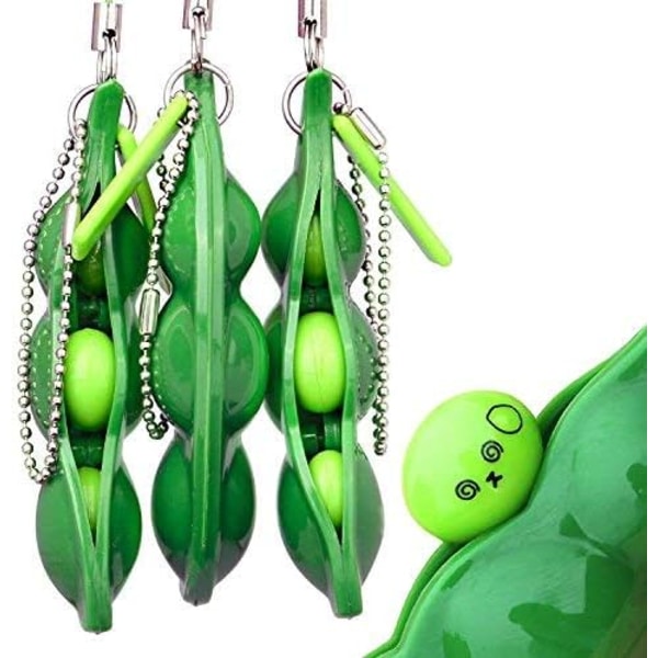 3 st Bean Pea Nyckelring Leksak Tryck Utstötande Rolig Kul Avkoppling