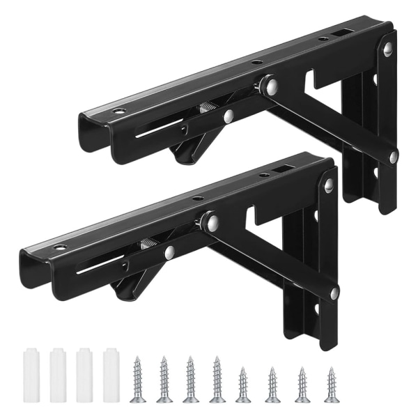 2 stk. 25 cm Foldbare Hyldebeslag, Foldbar Konsolbeslag, Robust Foldbar Hjørnehyldebeslag